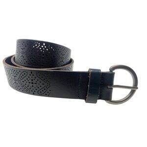 AEO American Eagle Outfitters Tooled Leather Perforated Brown Belt Boho 37"-41"